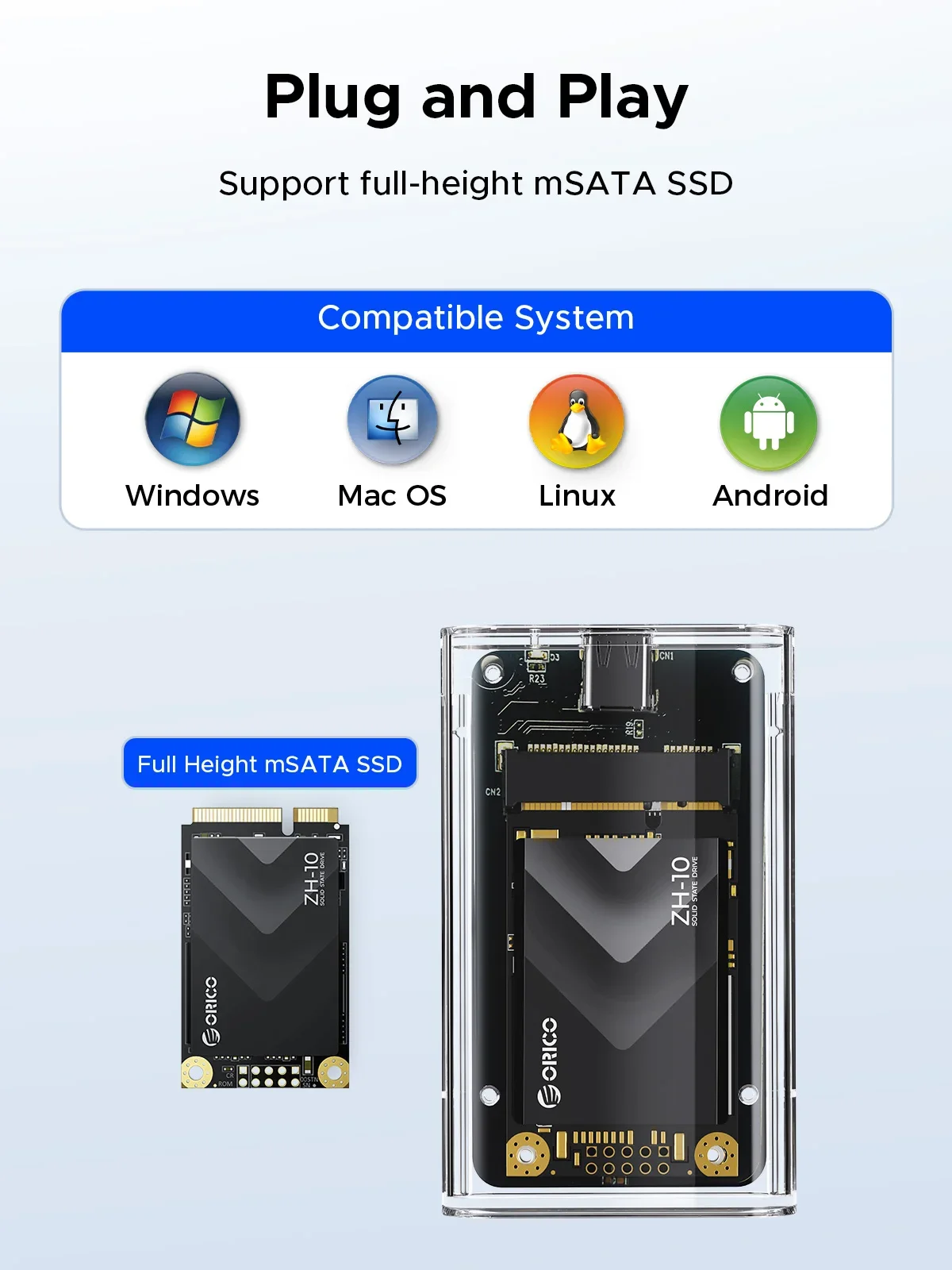 Прозрачный внешний адаптер orico mini msata ssd - Фотография_5