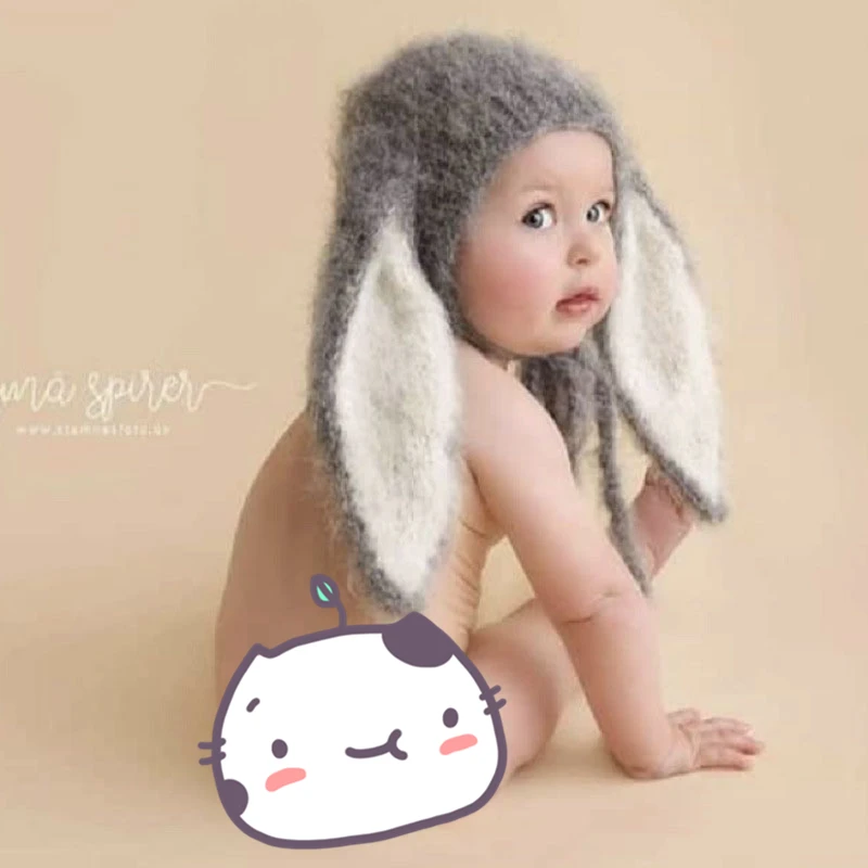 Шапка-кролик для фотосъемки новорожденных