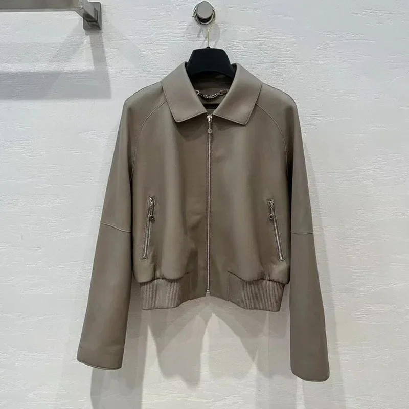 Женское пальто, весенняя куртка из натуральной кожи