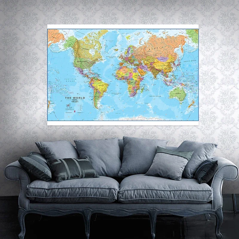 120*80 см карта мира без рамы картина