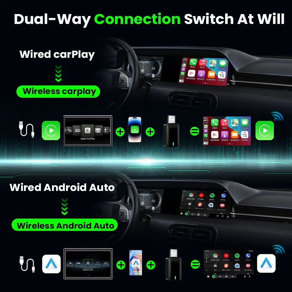 Новый беспроводной адаптер carplay android auto 2 в 1 - Фотография_4