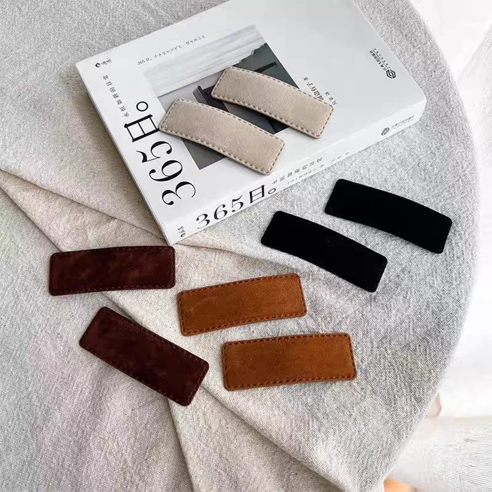 Классические однотонные простые бархатные однотонные заколки для волос bb - Фотография_5