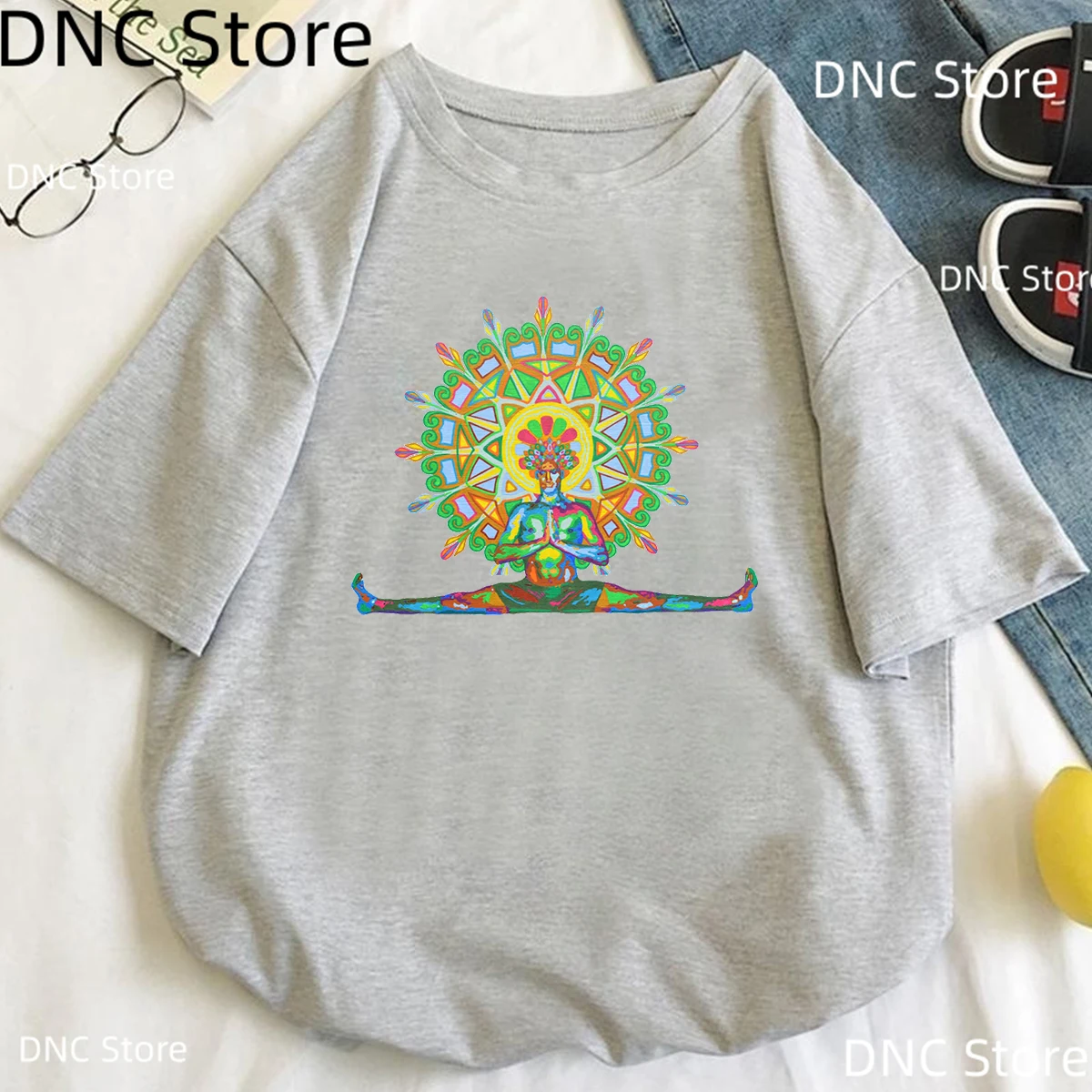 Футболка женская серая с принтом будды - Фотография_5