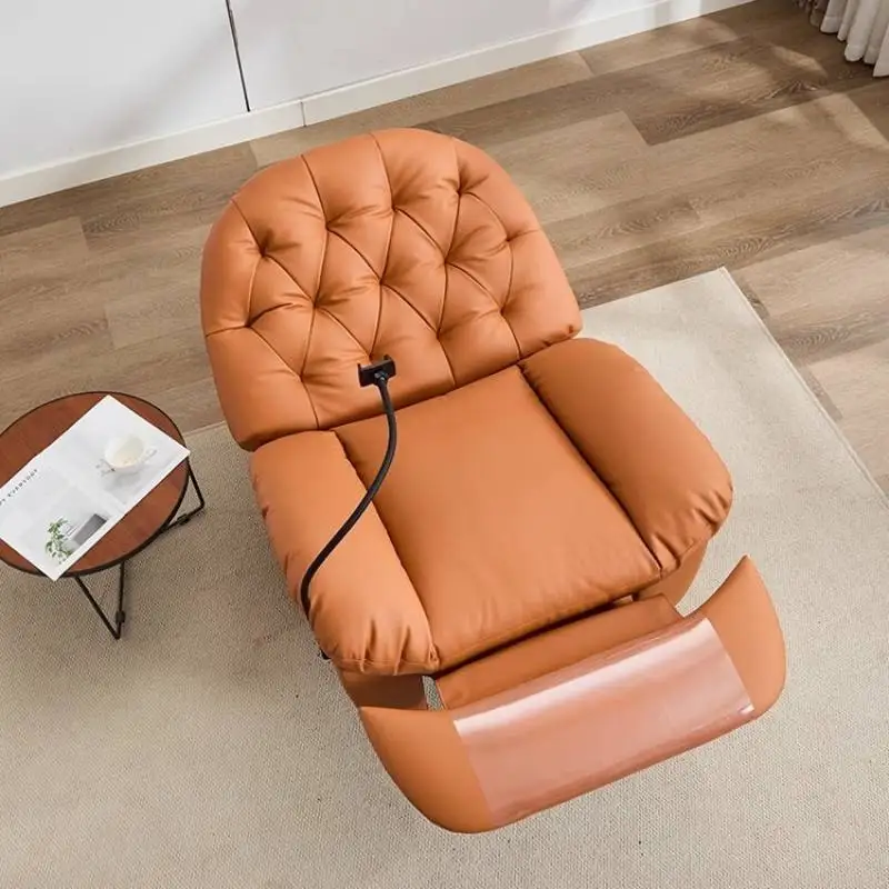 Бежевый маленький электрический диван с откидной спинкой - Фотография_3