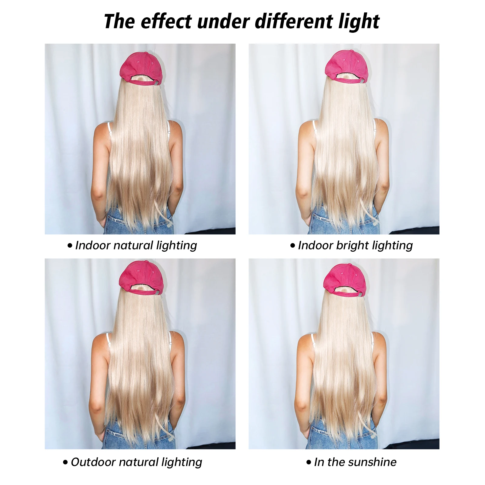 Длинные прямые светлые синтетические шляпы - Фотография_3