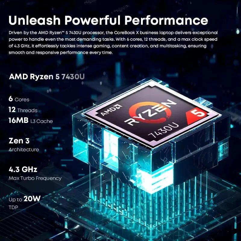 Игровой ноутбук chuwi corebook x amd r5-7430u 16 гб ddr4 ram 512 гб ssd 14 - Фотография_3