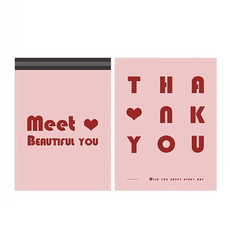 Розовые пластиковые транспортировочные пакеты с принтом «спасибо» - Фотография_5