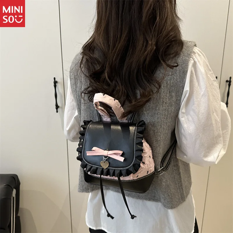 Женский кружевной рюкзак miniso 2025 года в горошек - Фотография_4