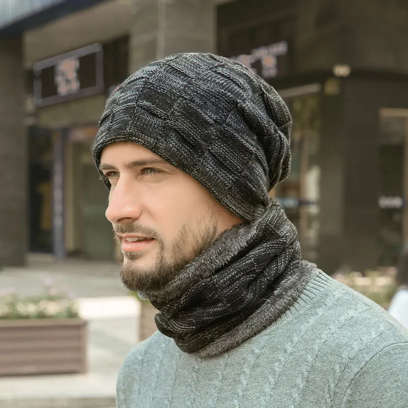 Мужской зимний теплый комплект из шапки и шарфа - Фотография_6