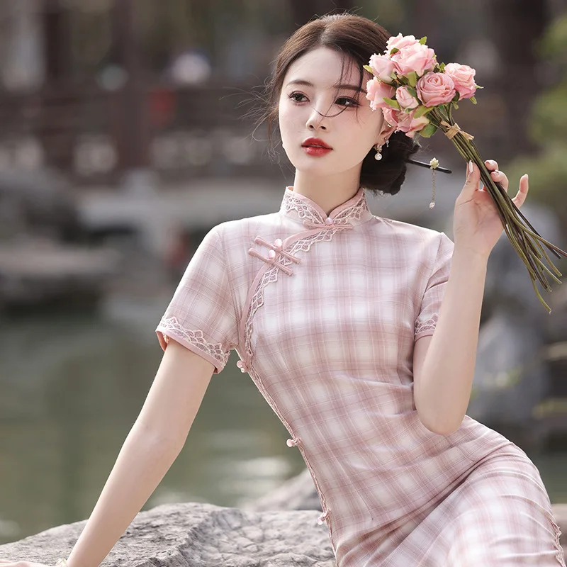 Cheongsam с розовой сеткой - Фотография_2