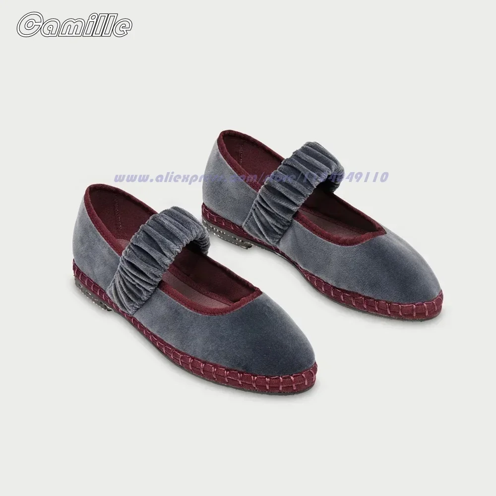 Замшевые плиссированные золотые бархатные туфли мэри джейн с острым носком - Фотография_5