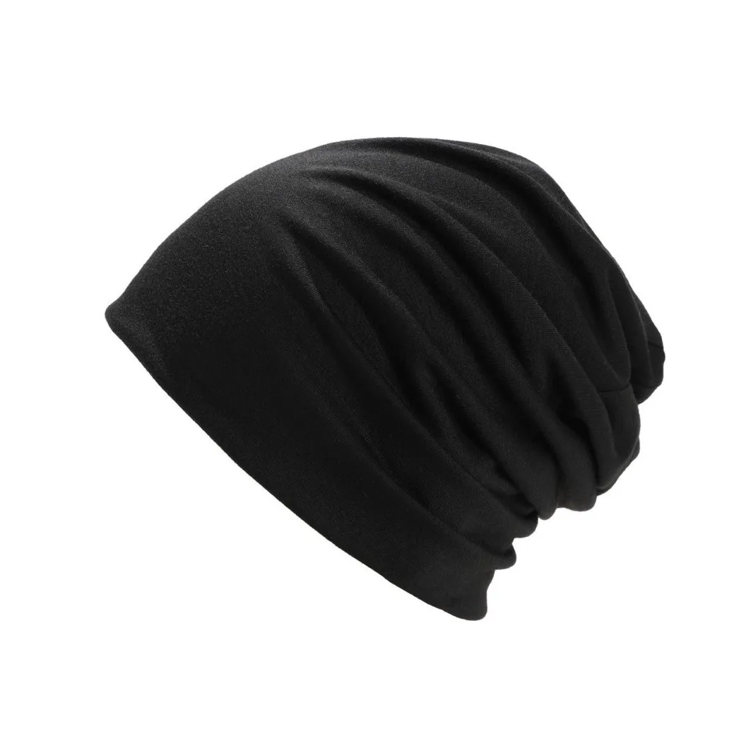 Однотонная двухслойная шапка-бини — легкая модная мужская шапка - Фотография_2