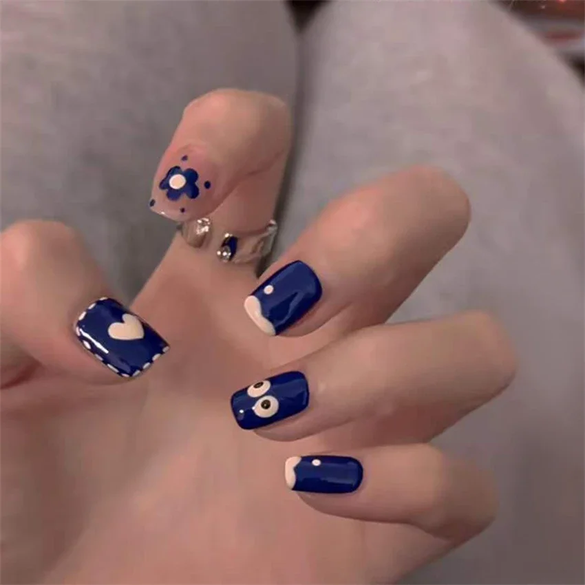 Съемные многоразовые носимые накладные ногти черный - Фотография_2