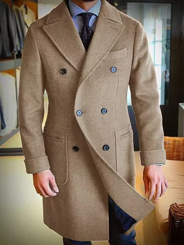 Мужское шерстяное пальто с длинными лацканами - Фотография_4