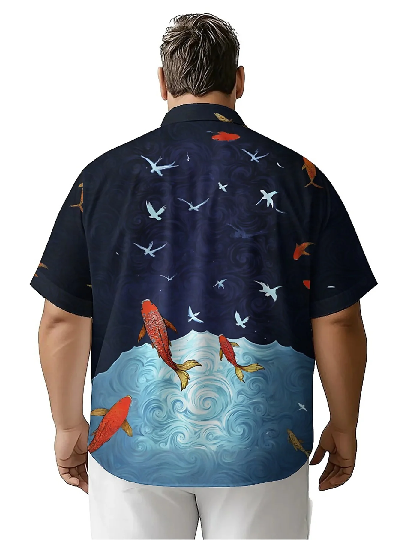 Мужские гавайские рубашки больших размеров dream underwater world pattern - Фотография_4