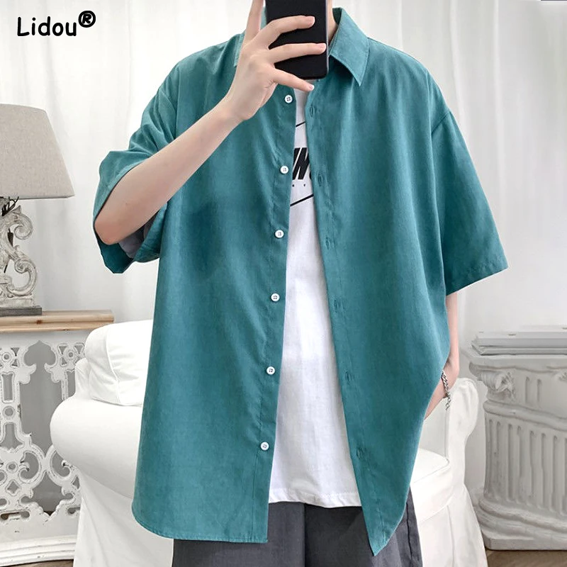 Рубашка мужская тонкая с отложным воротником