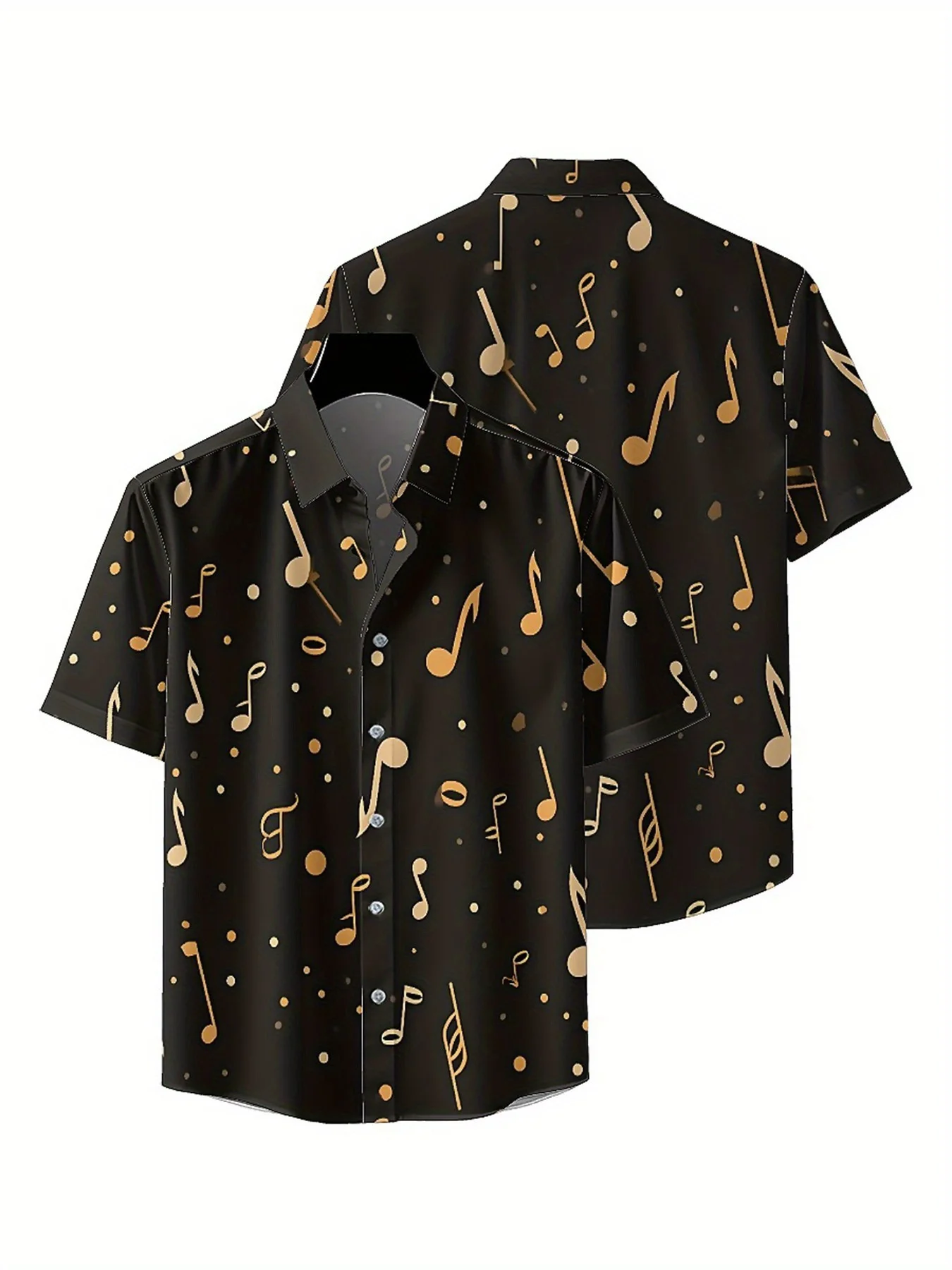 Мужские гавайские рубашки больших размеров с рисунком музыкальной мелодии - Фотография_5
