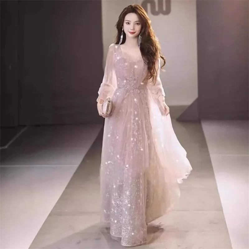 Летнее женское новое розовое вечернее платье - Фотография_2