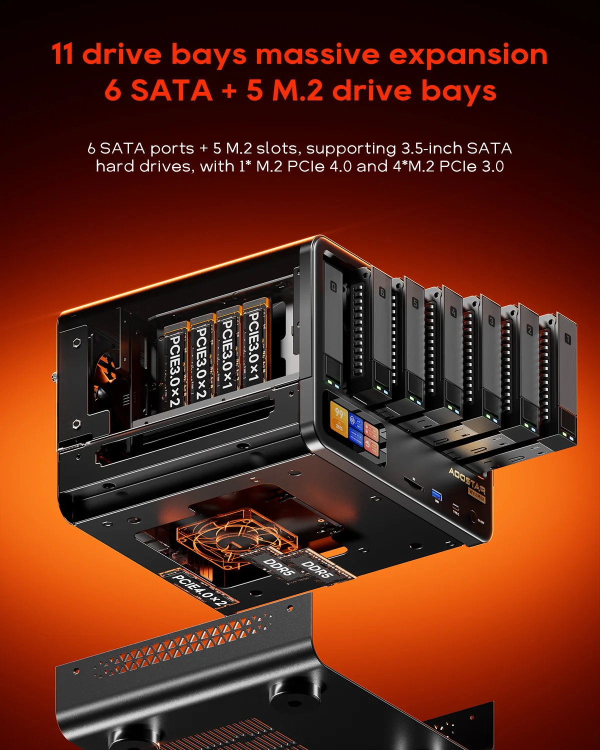 Aoostar wtr max nas мини-пк amd ryzen 7 pro 8845hs 6 × 3 - Фотография_4