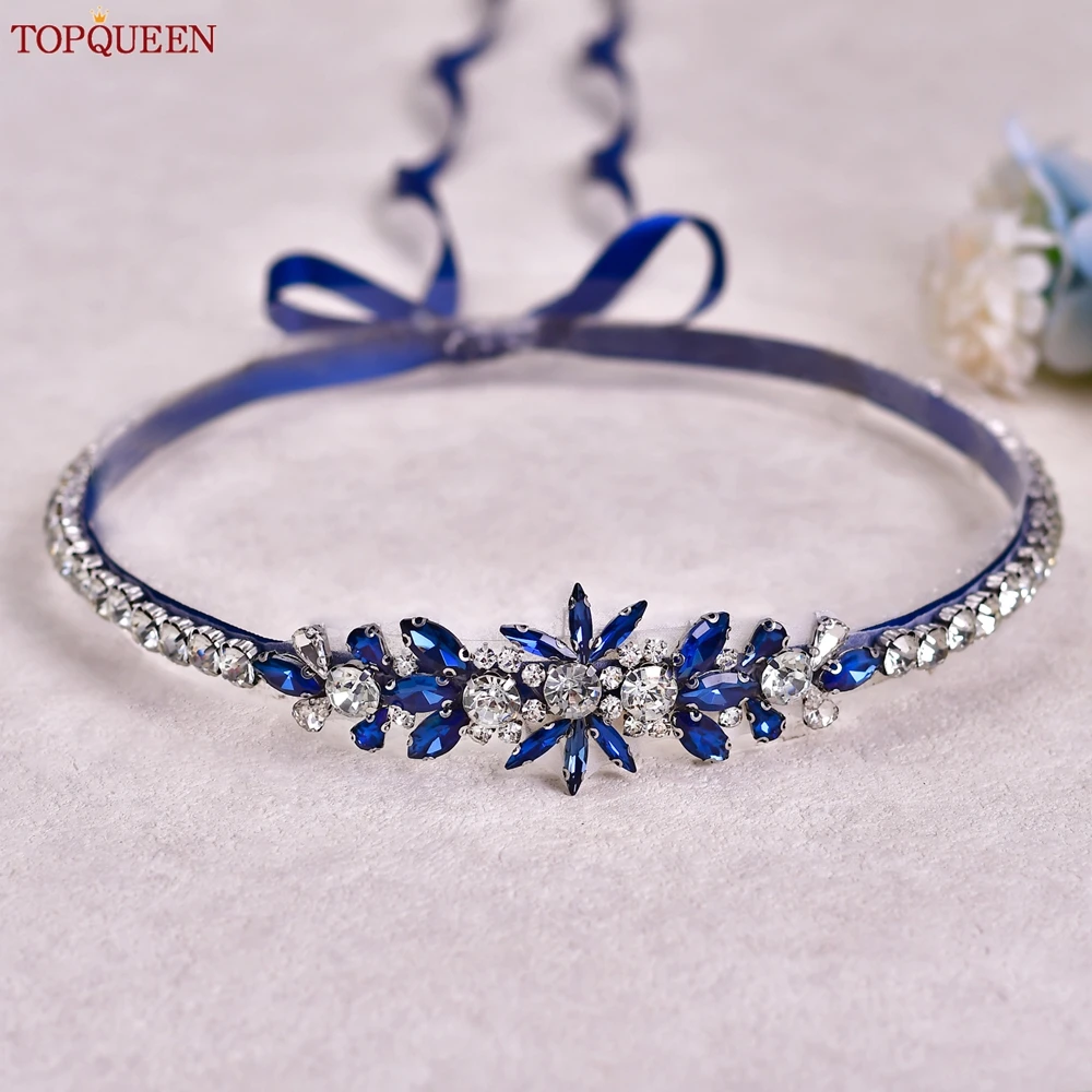 Topqueen синяя бриллиантовая лента