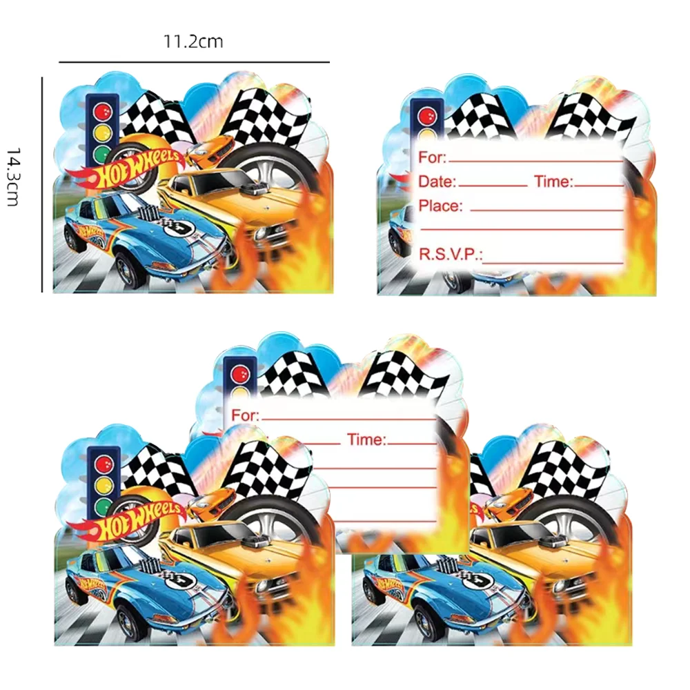 Пригласительная открытка на день рождения с принтом «hot wheels»