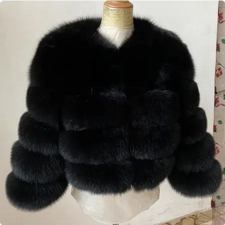 Women faux fur fox coats thick - Фотография_5