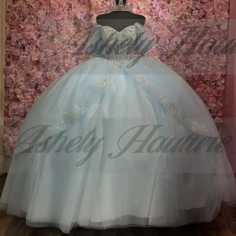 Платье quinceanera на заказ ice blue sweet 16 - Фотография_6