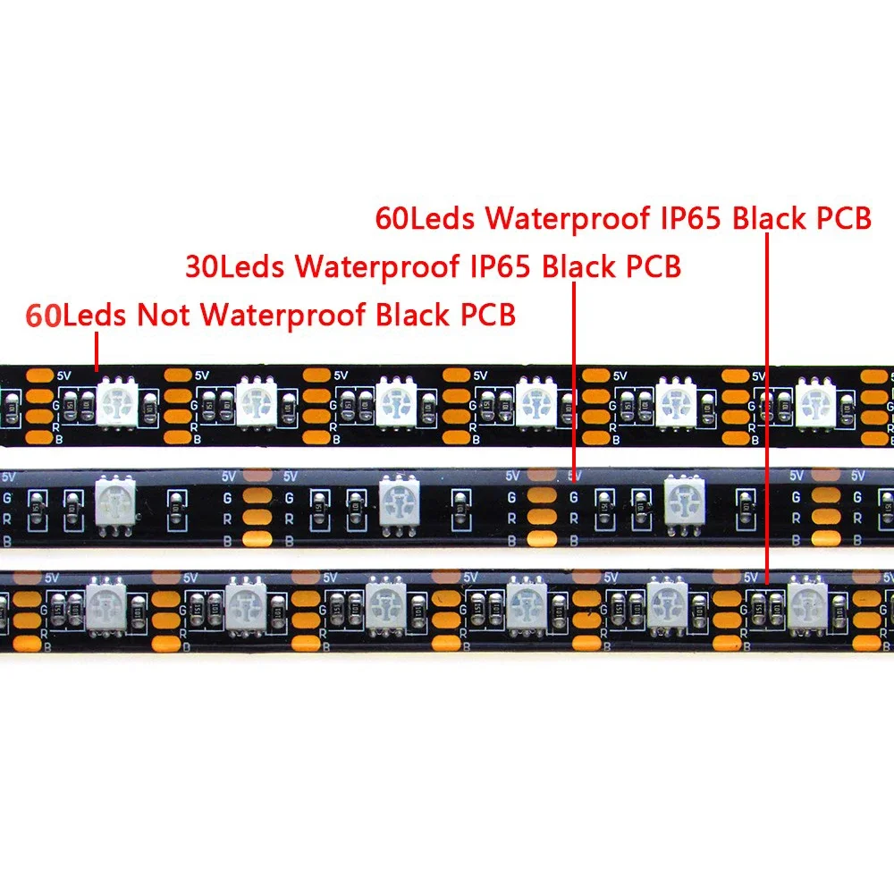 Usb светодиодная лента 5v rgb водонепроницаемый черный pcb 5050 0 - Фотография_2