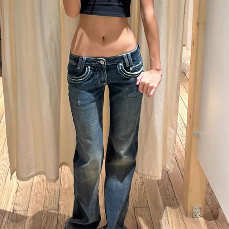 Винтажные женские джинсы с низкой талией high street - Фотография_2