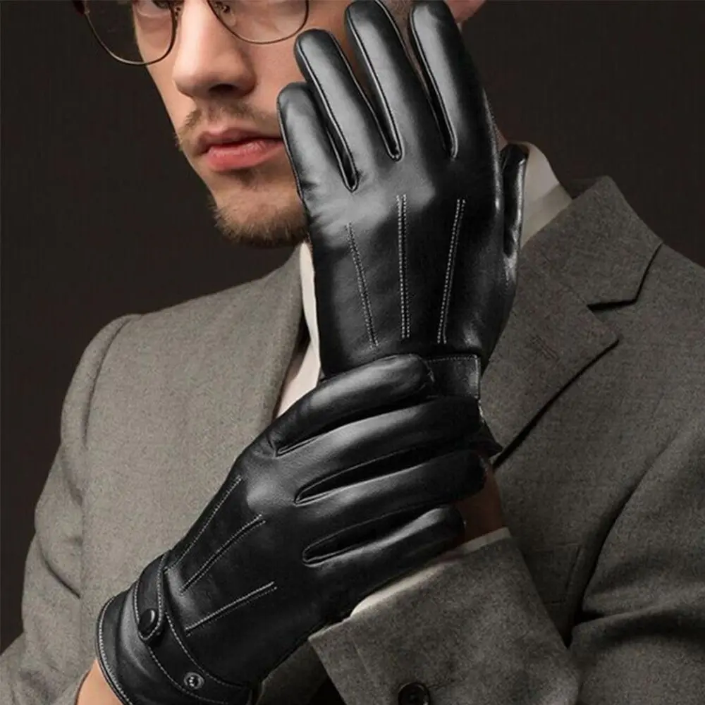 Термальные теплые мотоциклетные кожаные перчатки - Фотография_6