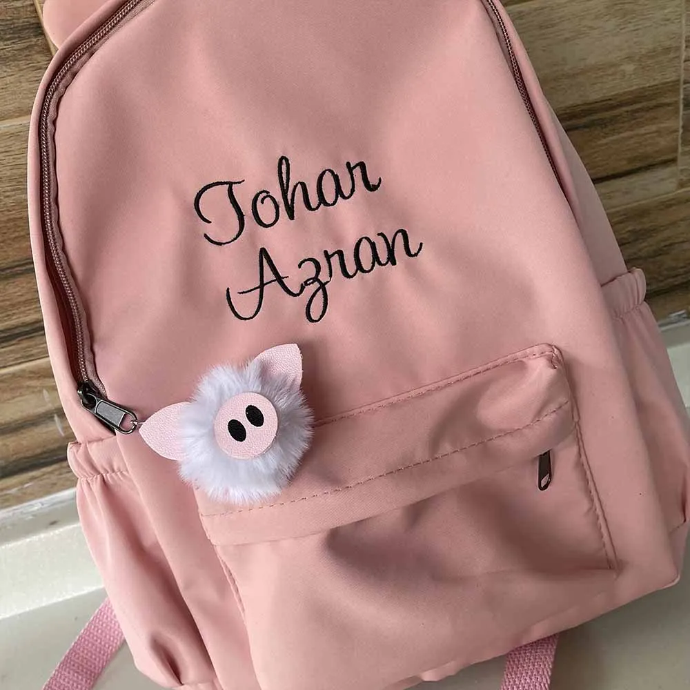 Персонализированная вышитая однотонная сумка с кроличьими ушками - Фотография_2