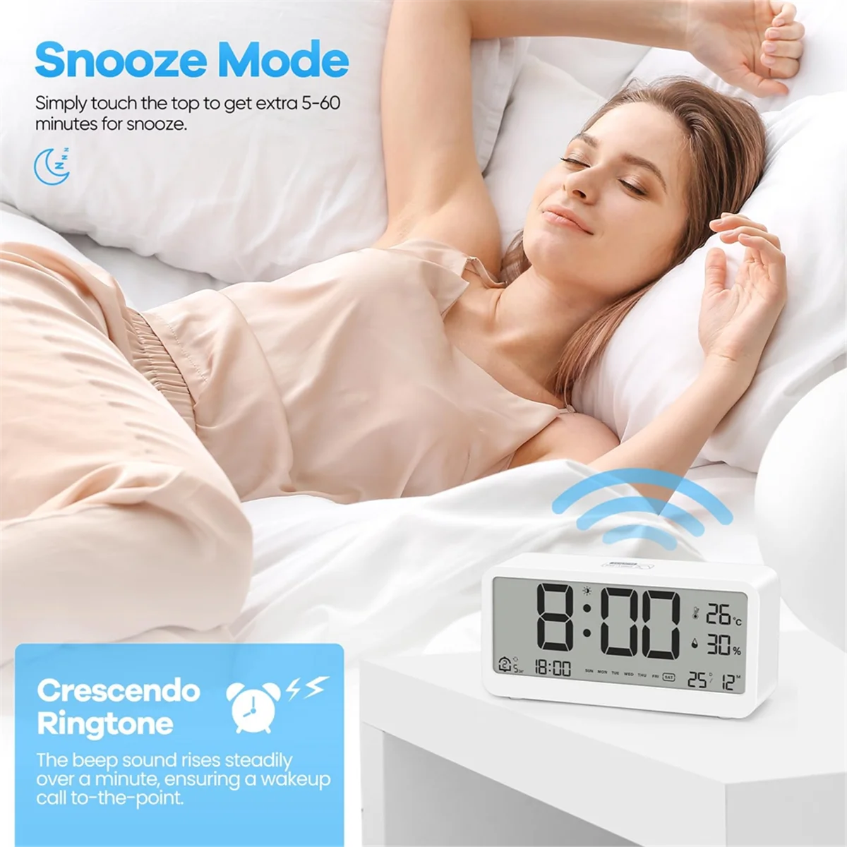 Цифровой будильник a72p с большим жк-дисплеем - Фотография_4