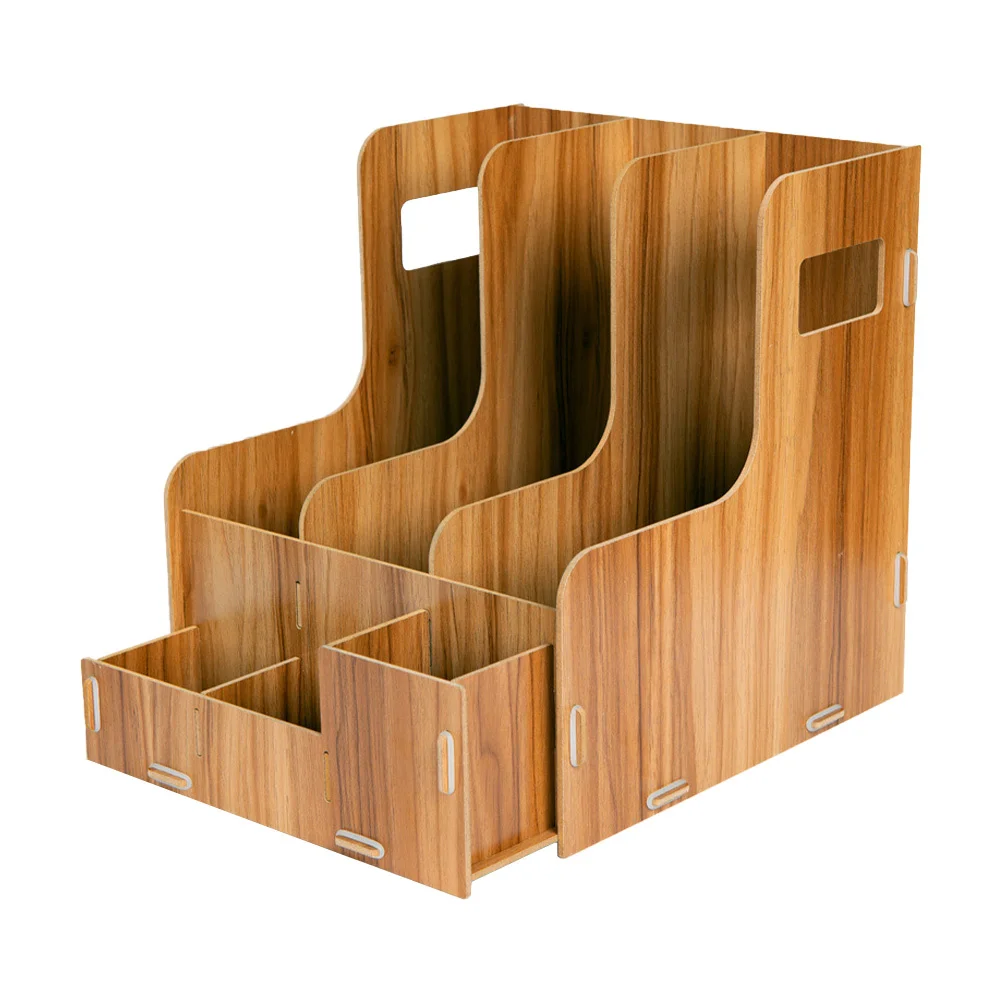 Деревянный стол для хранения с несколькими отделениями для офисных файлов