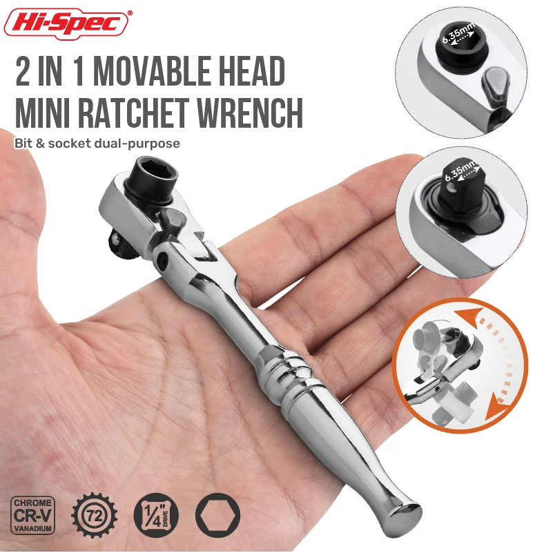 Hi-spec 2-в-1 мини-ключ с храповым механизмом