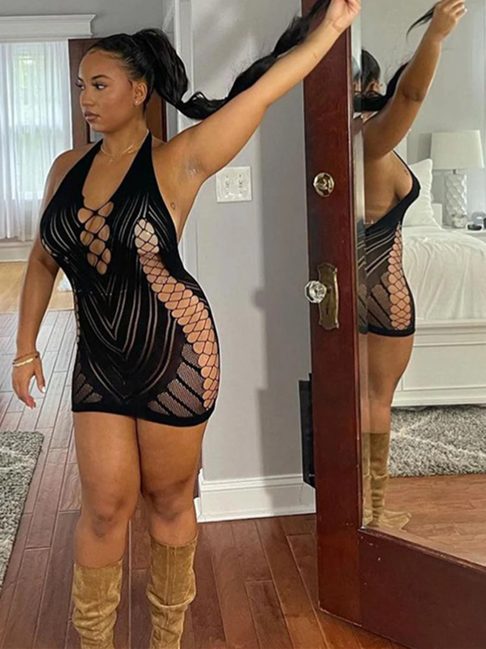 Женское сексуальное кружевное мини-платье - Фотография_4