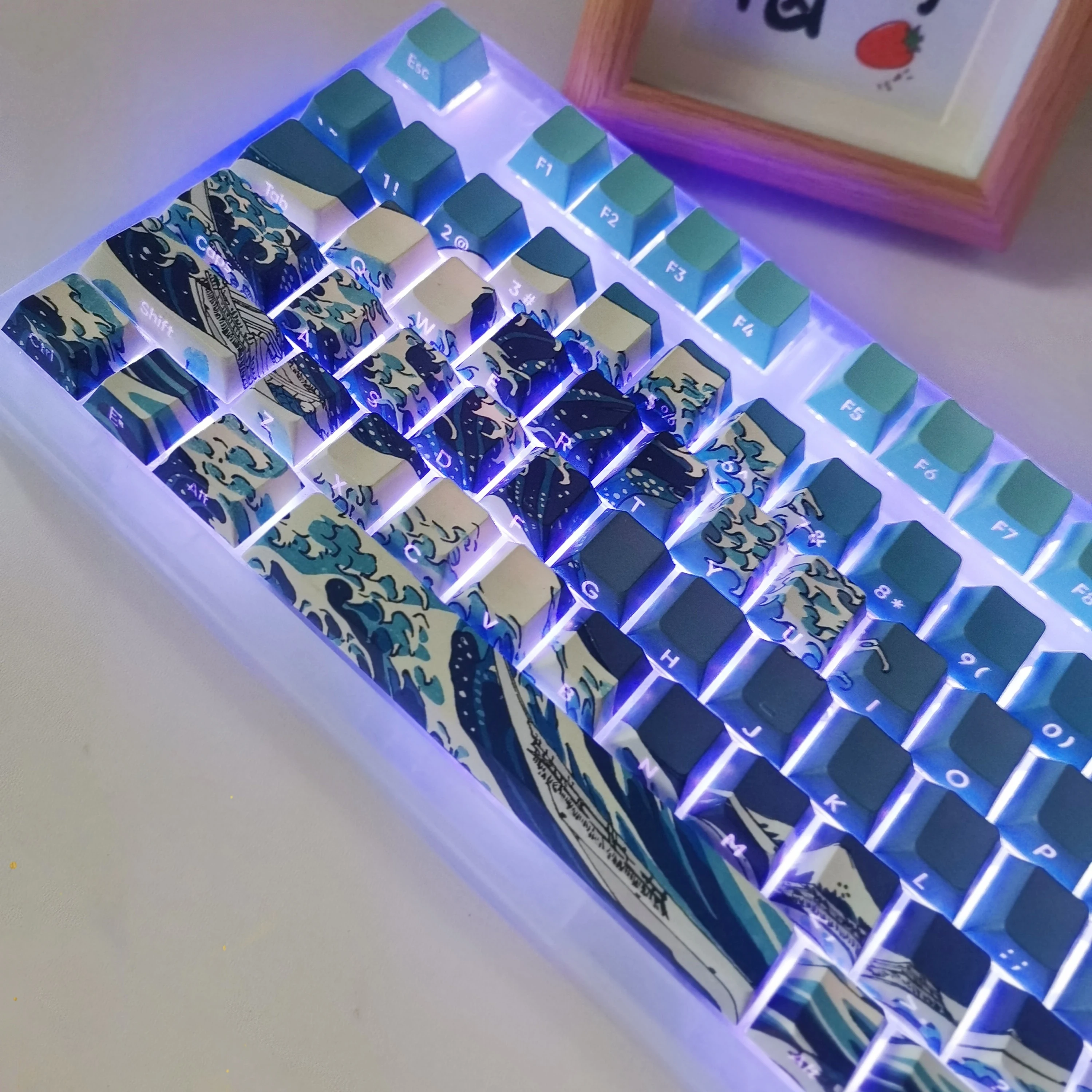 125-клавишные колпачки для клавиш с rgb-подсветкой и тематикой kanagawa