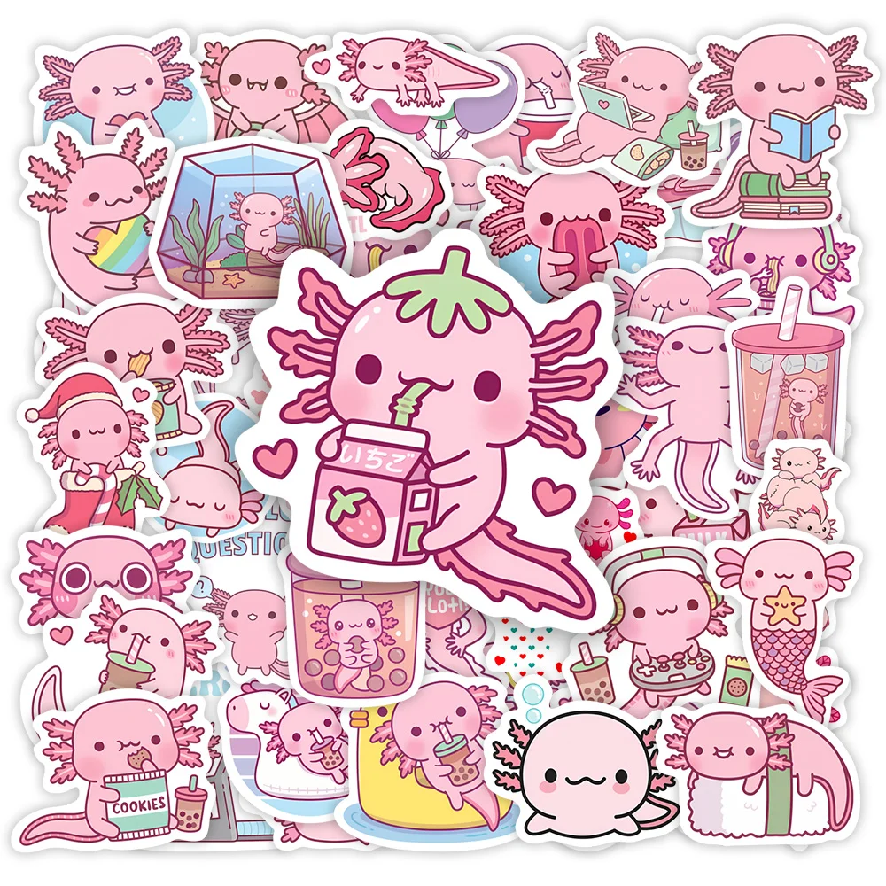 Kawaii мультфильм аксолотль наклейки