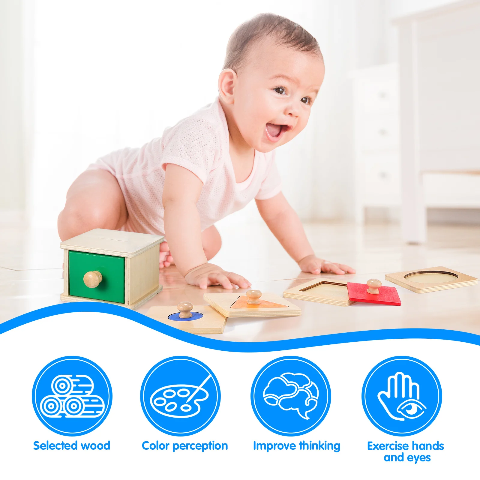 2 компл., деревянная коробка для монет монтессори - Фотография_2