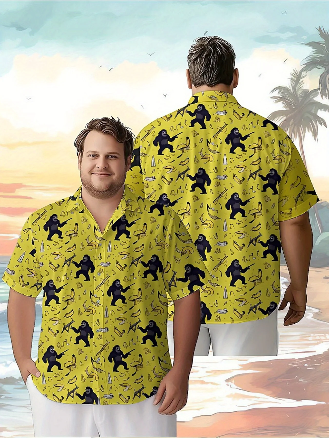 Мужские гавайские рубашки больших размеровsasquatch с камуфляжным узором