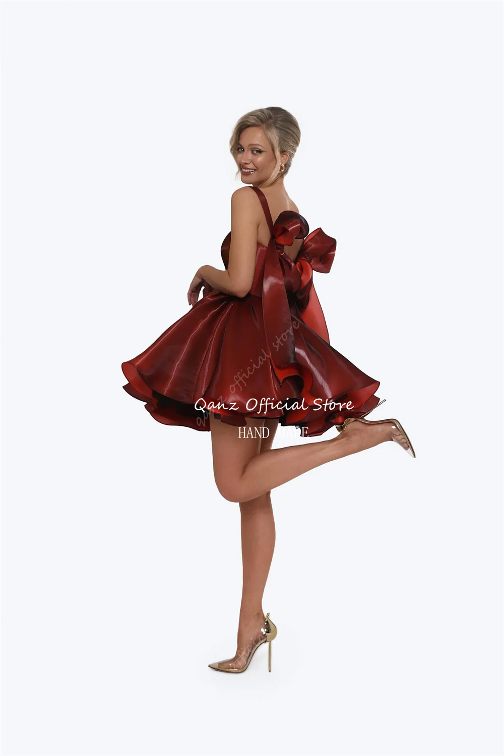 Qanz розовые атласные платья для - Фотография_5