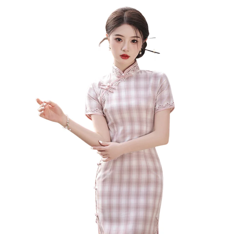 Cheongsam с розовой сеткой