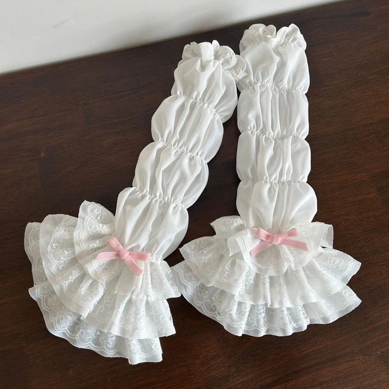 Милые белые кружевные многослойные рукава для девочек - Фотография_2