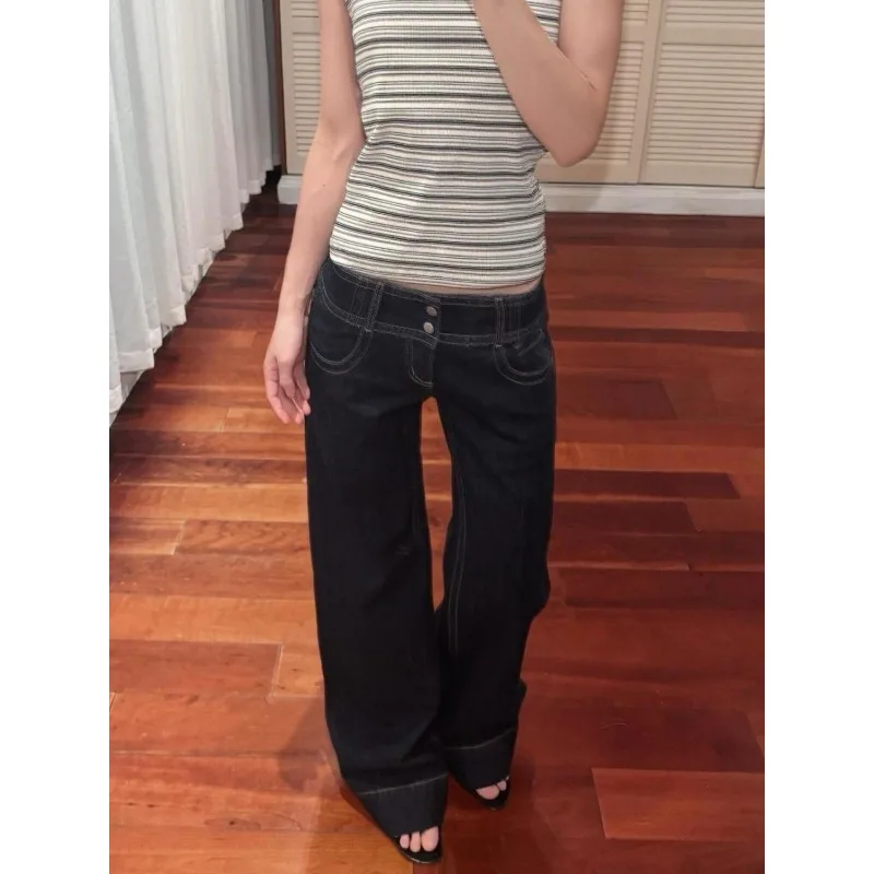 Широкие джинсы с низкой талией в американском стиле ретро