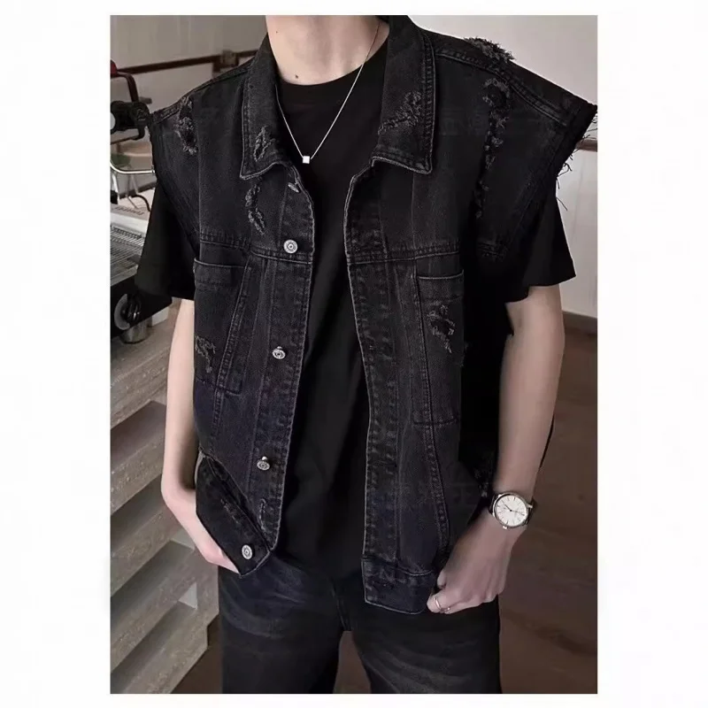 Осенний американский ретро потертый жилет - Фотография_2