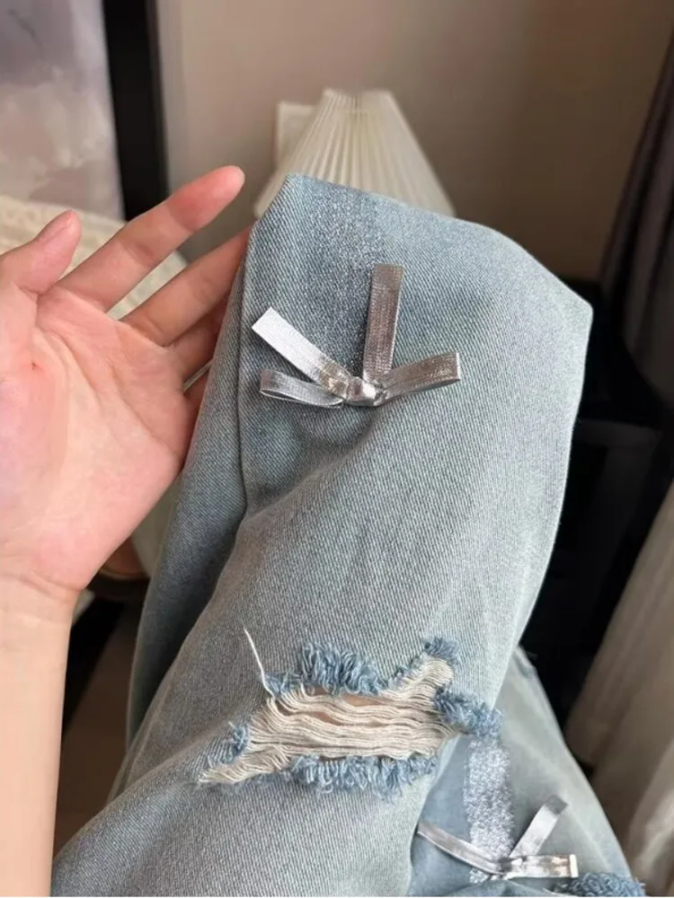 Женские прямые джинсы в стиле ретро - Фотография_3