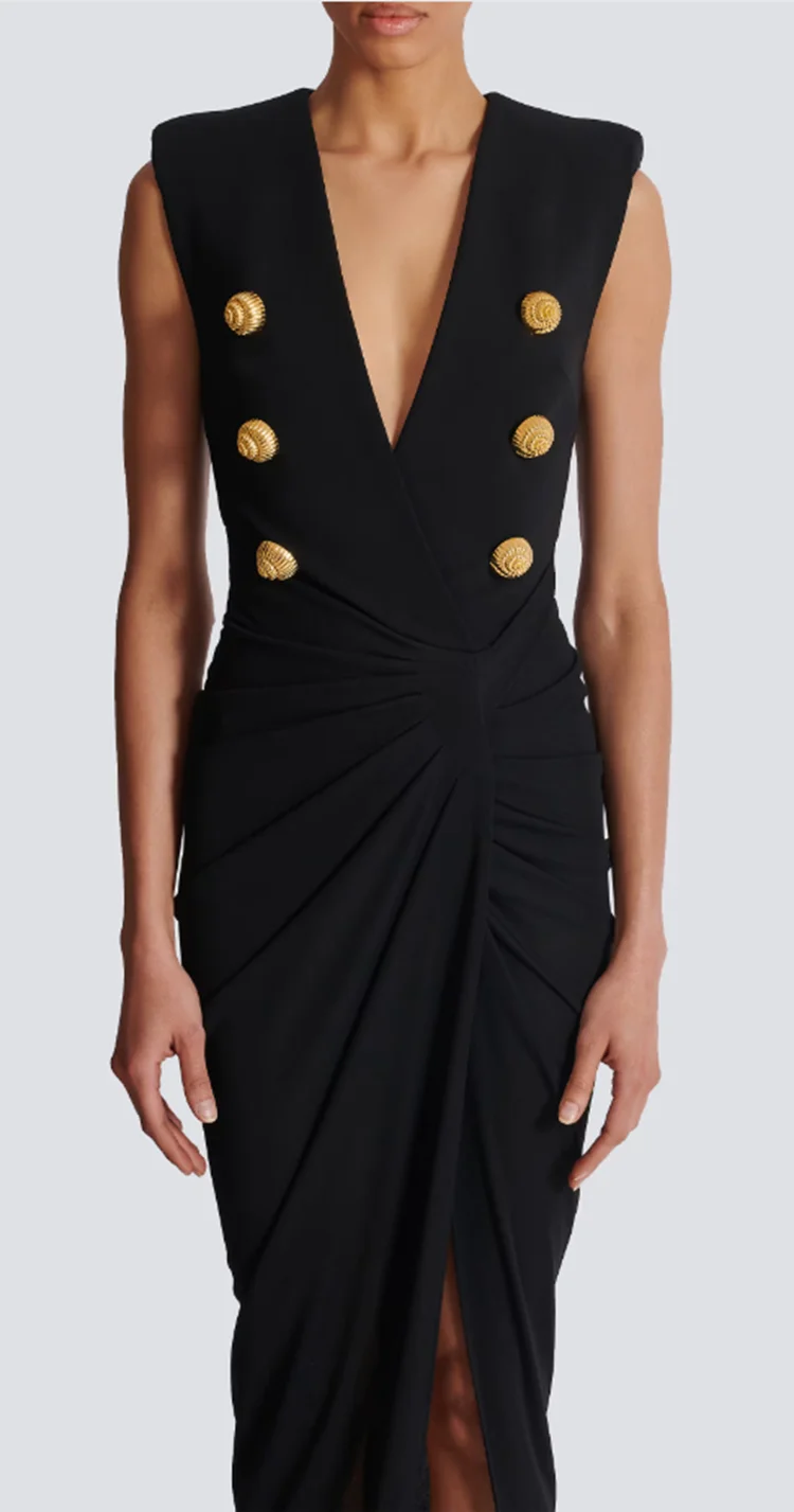 Женское черное длинное платье без