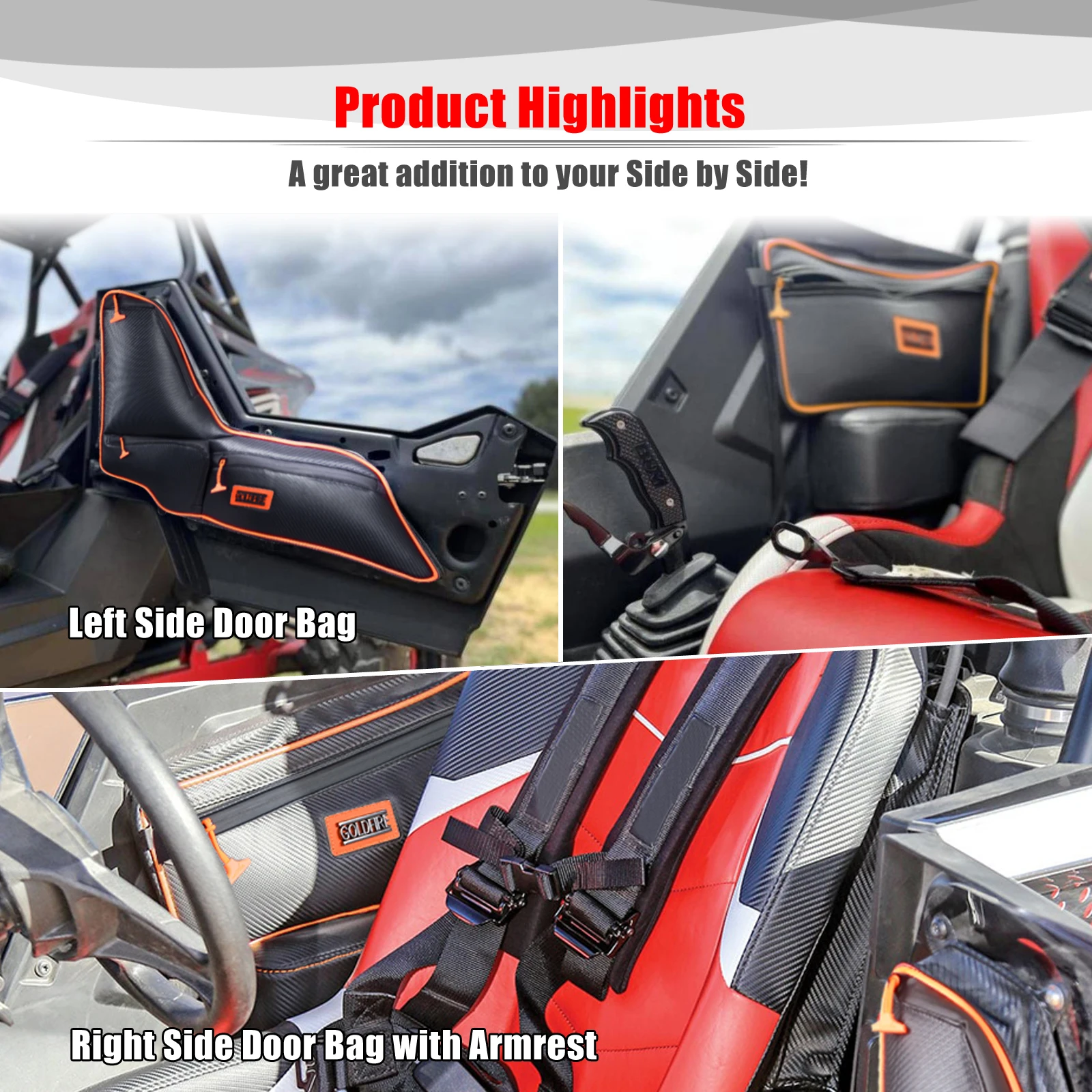Дверная сумка для сидений utv и комплект подлокотников для polaris rs1rzr - Фотография_3