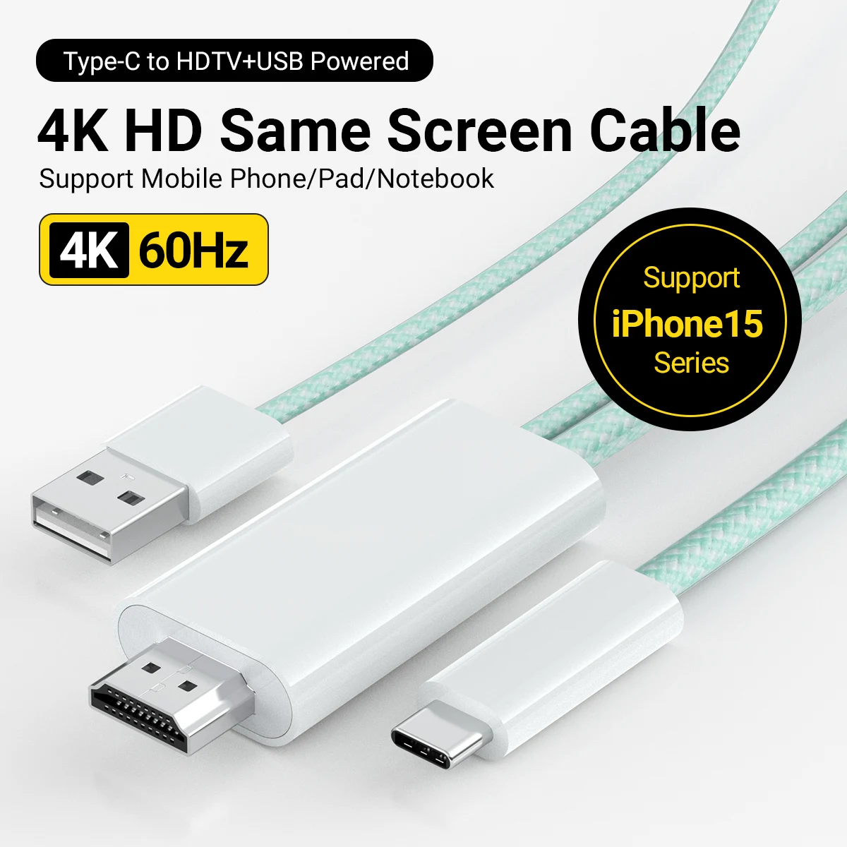 Кабель gopala 2-в-1 usb c к телевизору