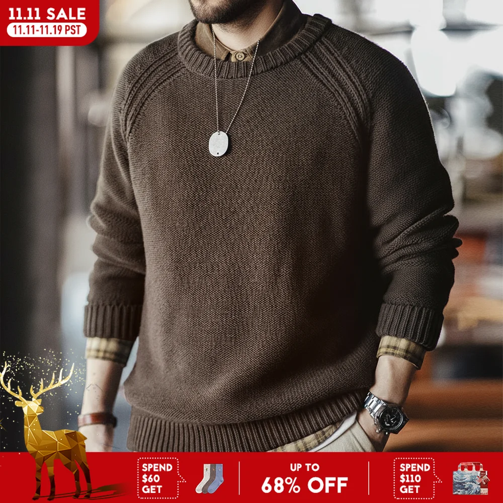 Maden новый винтажный тяжелый вязаный свитер с круглым вырезом