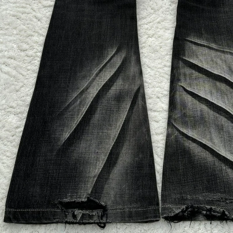 Y2k расклешенные джинсы на шнуровке в стиле ретро с принтом лап - Фотография_6